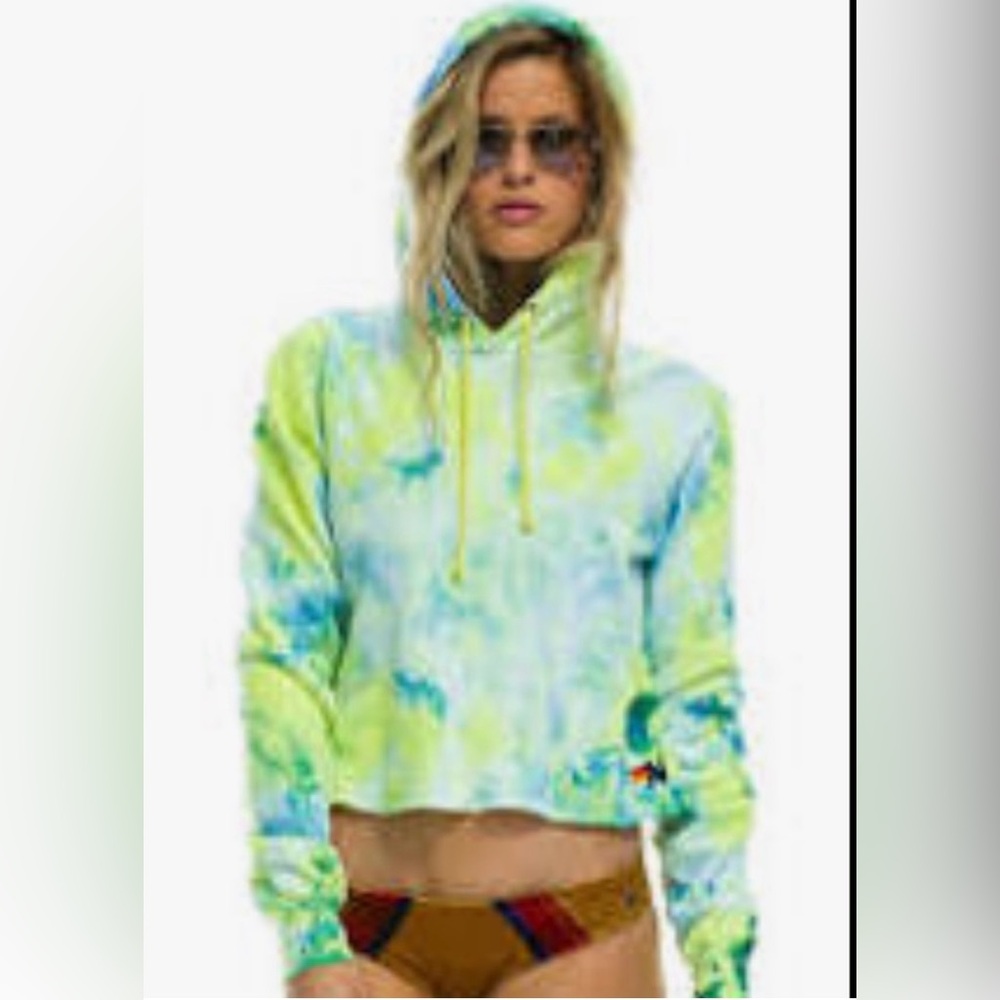 Aviator Nation Tie-Dye Cropped Hoodie
